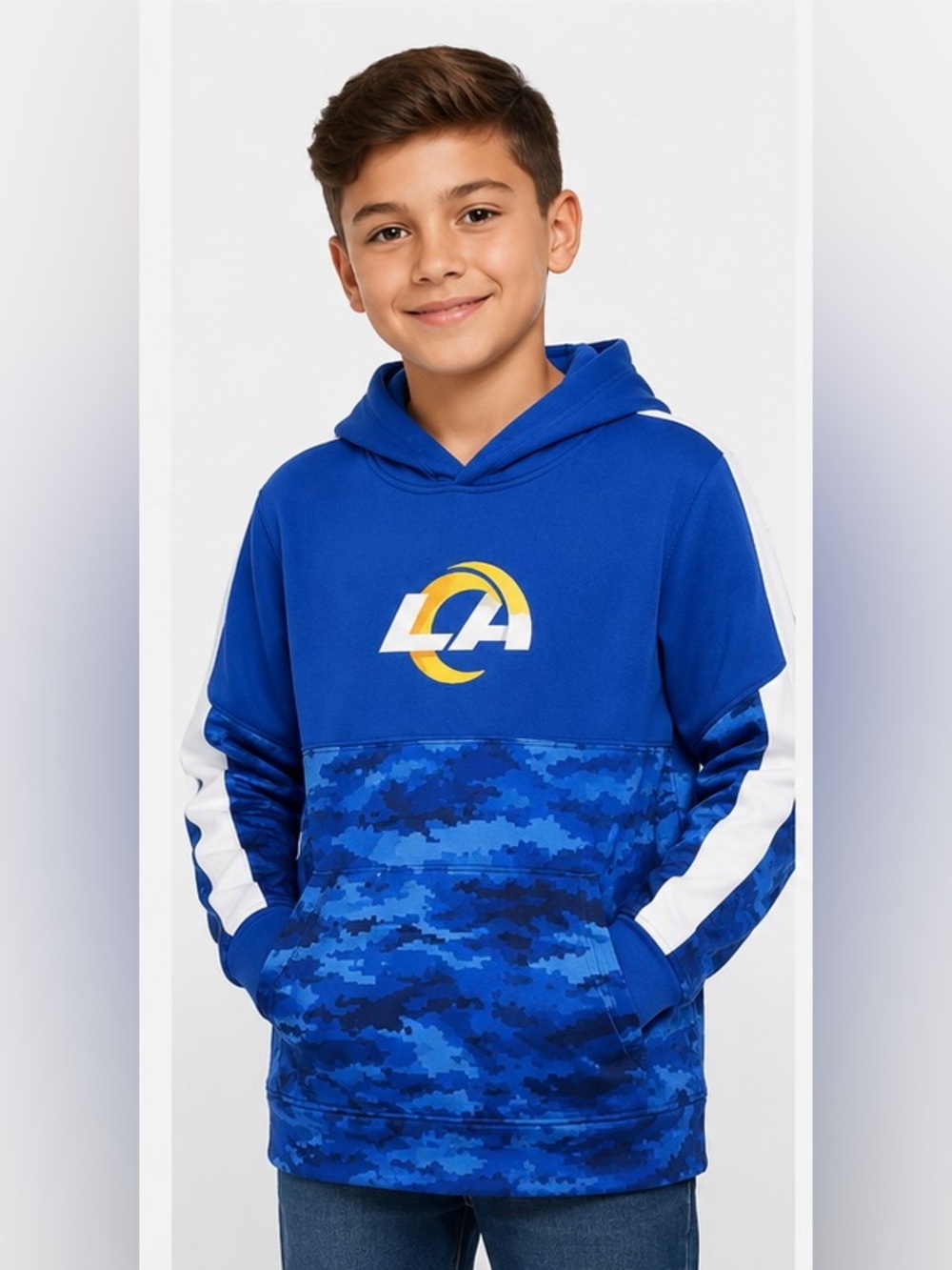 NFL Blue & White LA Logo Camo Pullover Hoodie